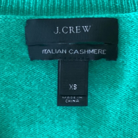 J Crew 100% Italian Cashmere V-Neck Long Sleeve Teal Green Sweater Oversized - Picture 6 of 7